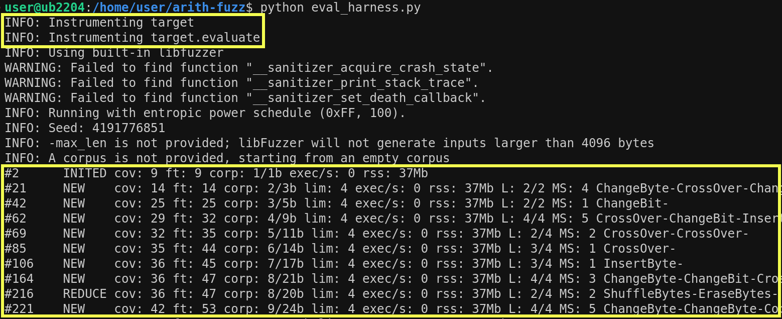 Top of Atheris output