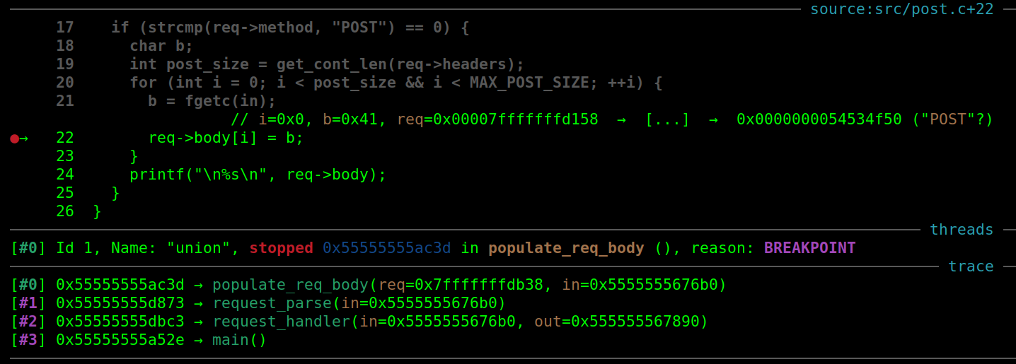 Backtrace on line of overwrite