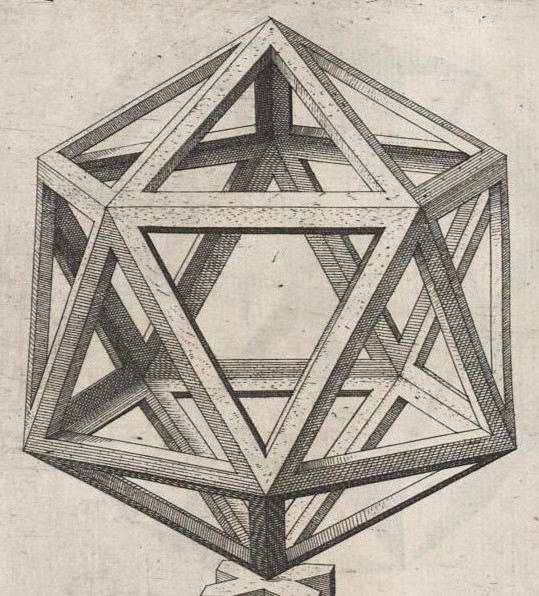 Old drawing of regular icosahedron